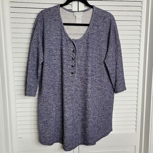 Soft Surrounding Tunic Top Medium Blue Cotton 3/4 Sleeves Pockets‎